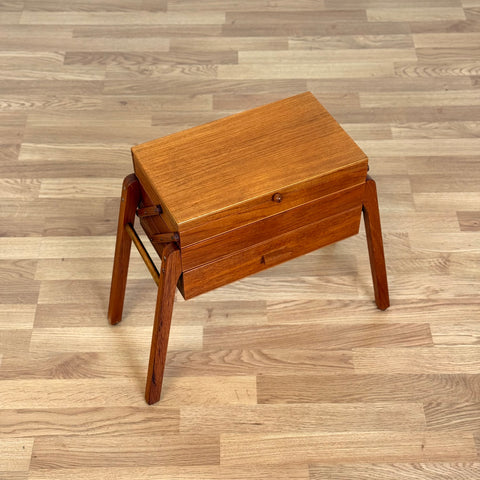 Side table / Sewing table in teak, 1950s-60s, Sweden - Beyo Vintage