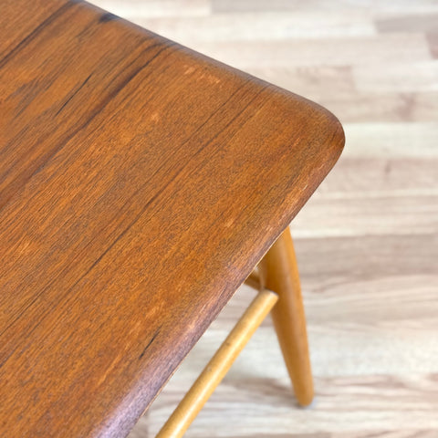 Stool in teak, "Fanett" by Ilmari Tapiovaara for Edsbyverken, Sweden - Beyo Vintage