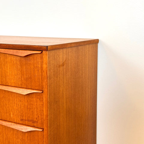 Chest of 5 drawers in teak, 1950s-60s, Denmark - Beyo Vintage