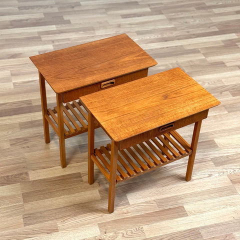 Set of 2 bedside tables in teak, 1950s-60s, Sweden - Beyo Vintage