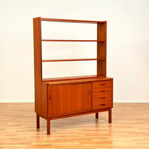 Bookshelf with pull-out desk in teak, Sweden