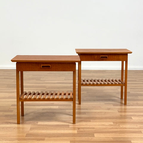 Set of 2 bedside tables in teak, 1950s-60s, Sweden - Beyo Vintage