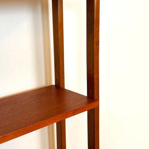 Bookshelf with pull-out desk in teak