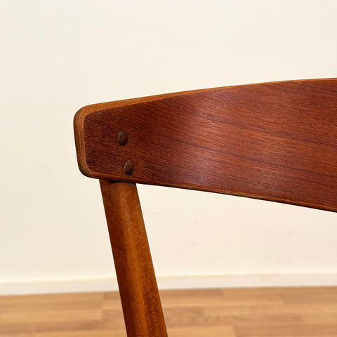 Set om 6 matstolar i teak och bok av Thomas Harlev för Farstrup, modell 206, 1950-60-tal, Danmark
