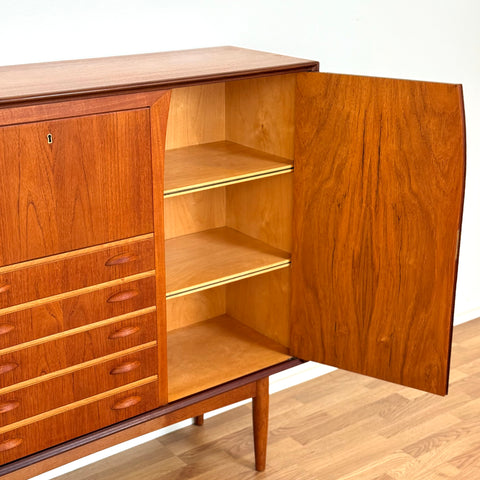 Highboard in teak by Omann Jun, 1950s-60s, Denmark - Beyo Vintage