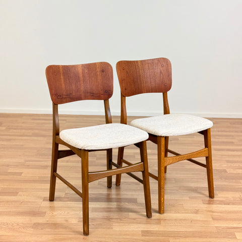 Set of 2 chairs in teak and beech, 1950-60s, Denmark - Beyo Vintage